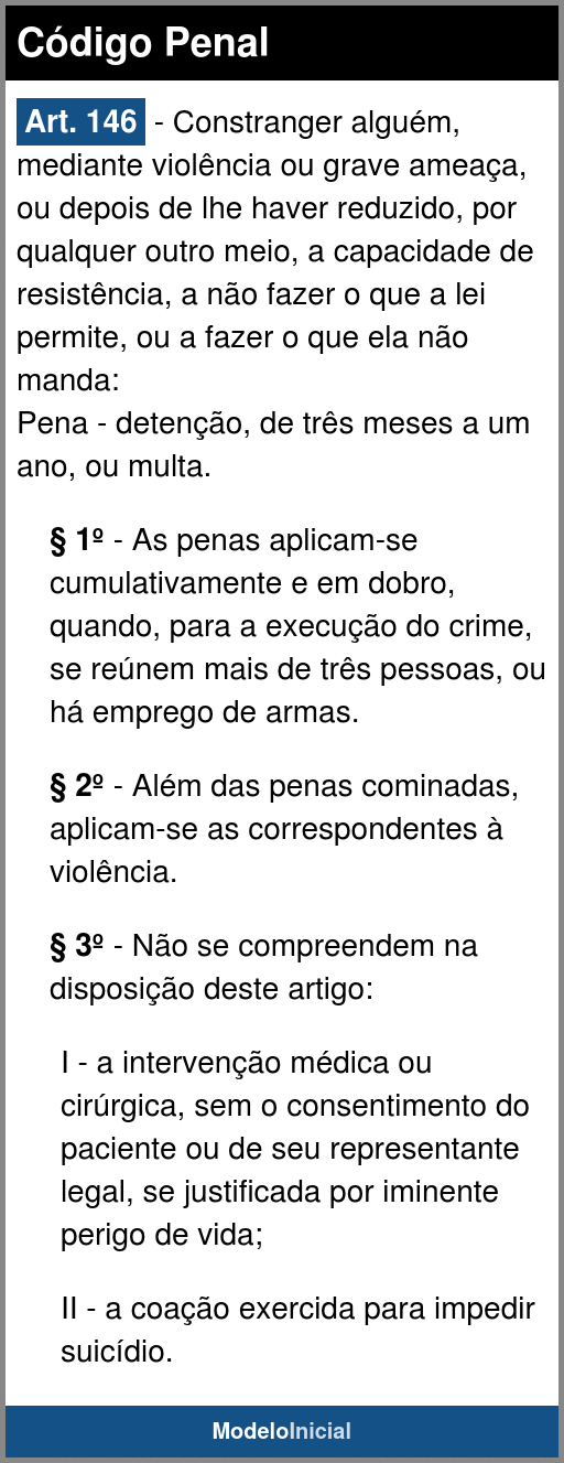 Artigo 146 - Código Penal / 1940