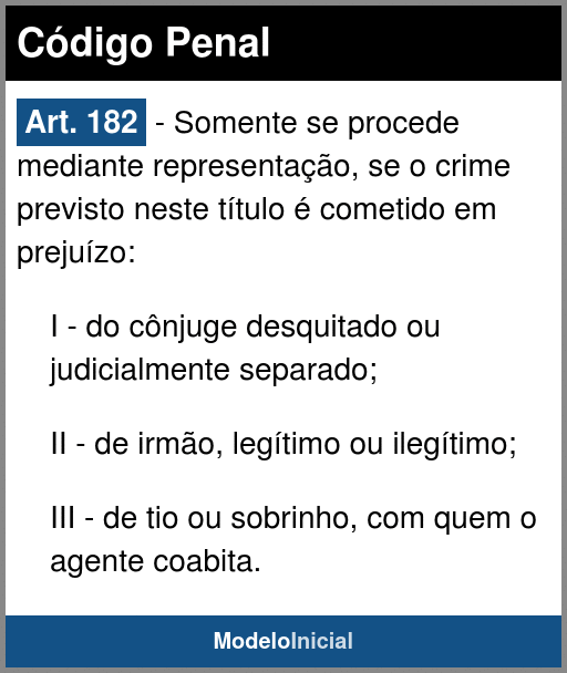 Penal Code 182 Artigo 182 - Código Penal / 1940