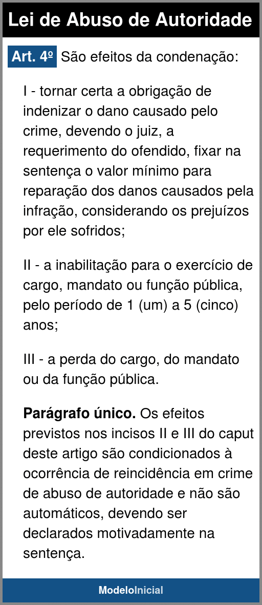 Artigo 4 - Lei De Abuso De Autoridade / 2019