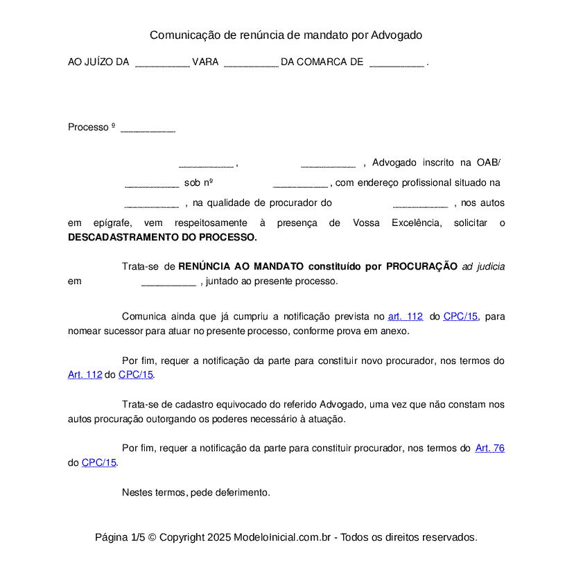 Modelo De Renuncia De Mandato Judicial Vários Modelos 3827