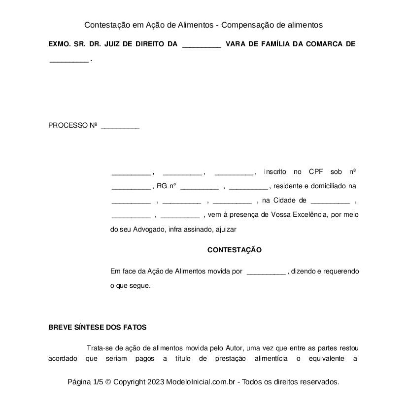 Contestação exoneração de alimentos avoengos