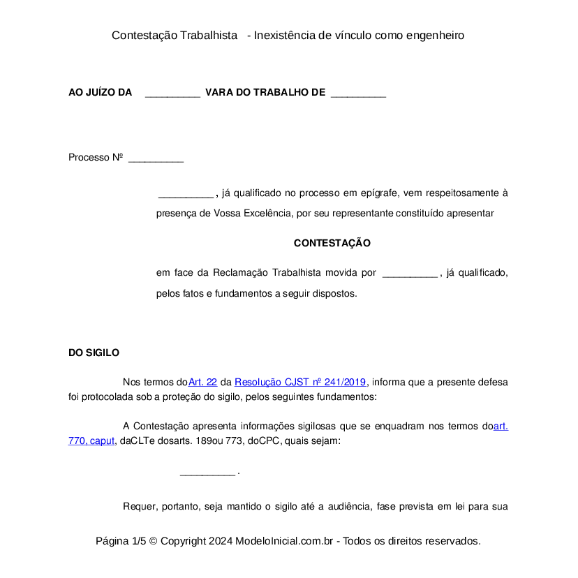 Contestação trabalhista pdf