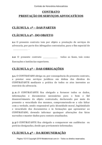 Contrato de honorários advocatícios cláusula penal