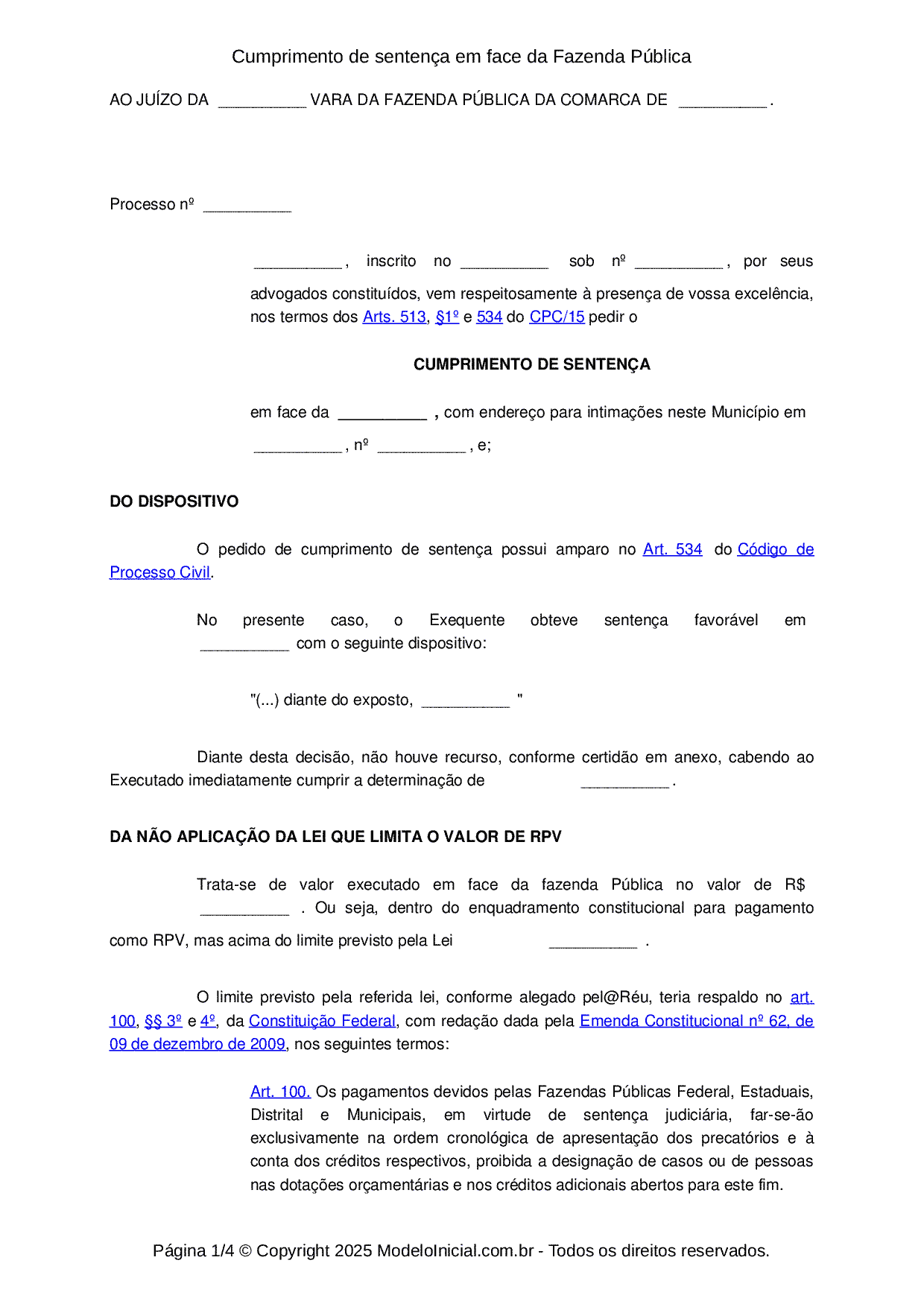 modelo de petição de cumprimento de acordo vários modelos