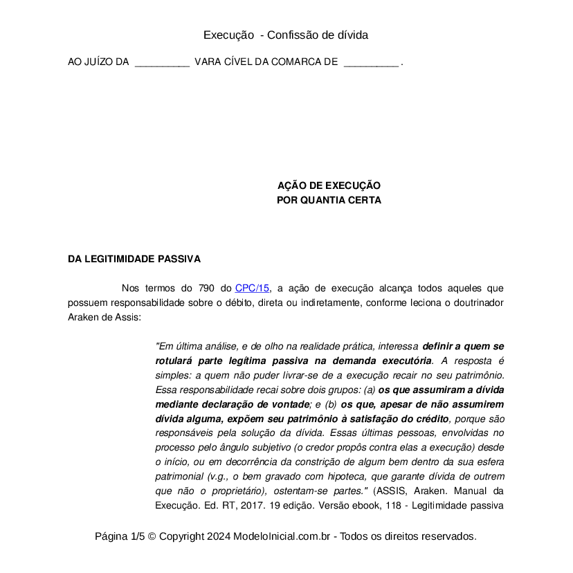 Escritura pública de confissão de dívida