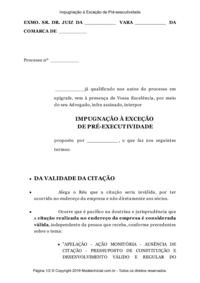 Modelo Impugnação à Exceção de Pré-executividade