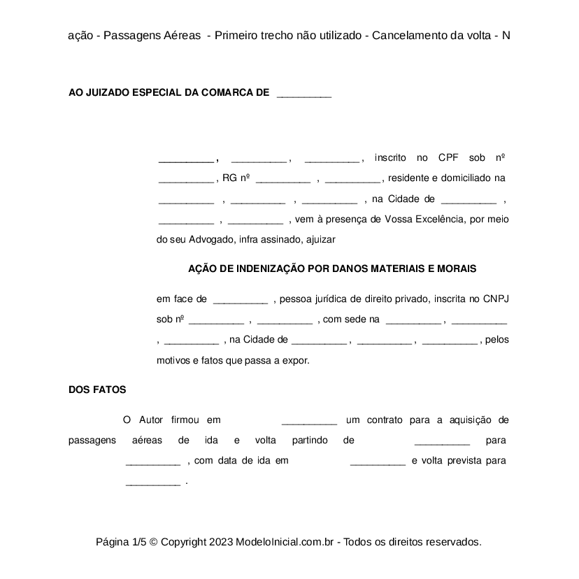Cancelamento De Passagem Aerea Reembolso Jurisprudencia 2018 Modelo Indenizacao Passagens Aereas Primeiro Trecho Nao Utilizado Cancelamento Da Volta No Show