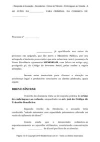 Modelo Memoriais - Resposta à Acusação - Alcoolemia - Crime De Trânsito ...