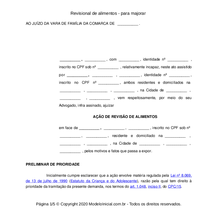 Revisional de alimentos provisórios