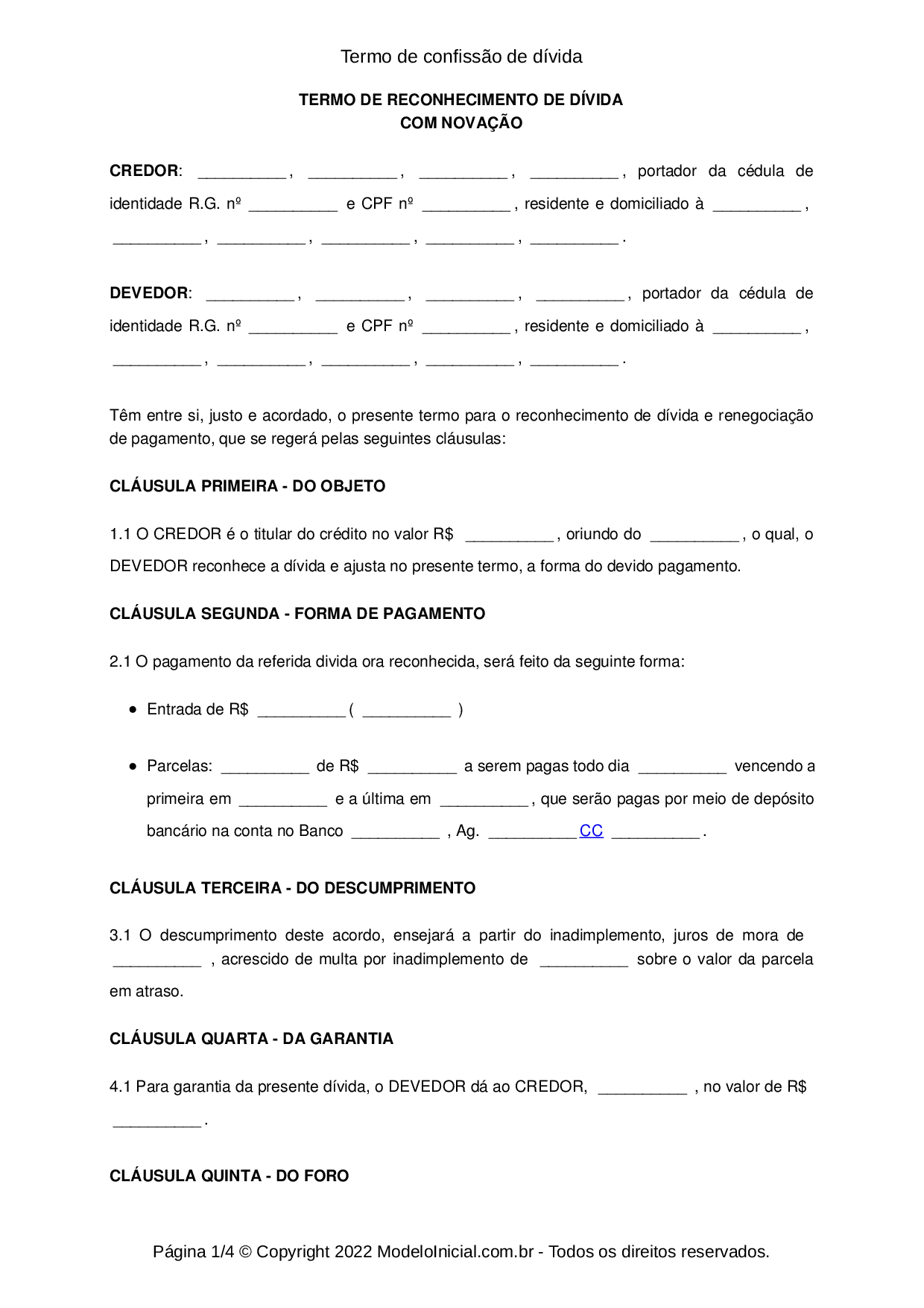 Exemplo De Contrato De Confissão De Divida Novo Exemplo 0322
