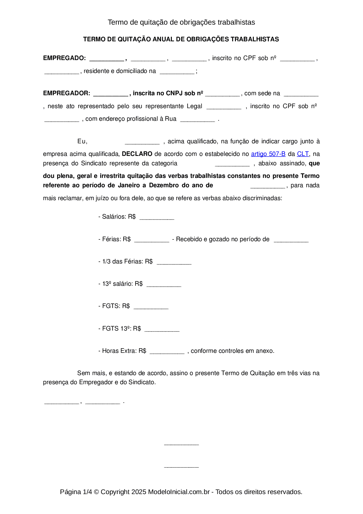 Modelo De Contrato De Quitacao De Divida 3516